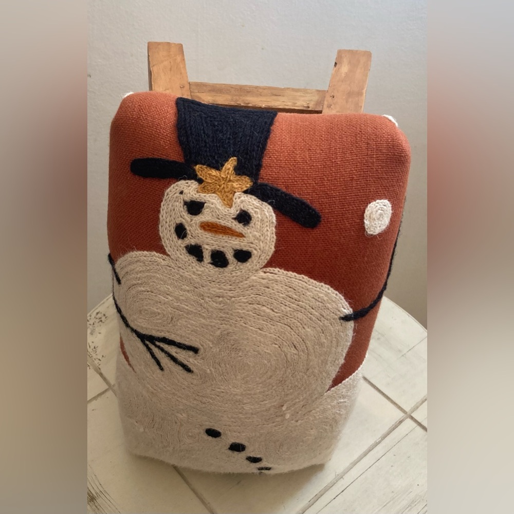 HC Accents small footstool embroidered winter snowman